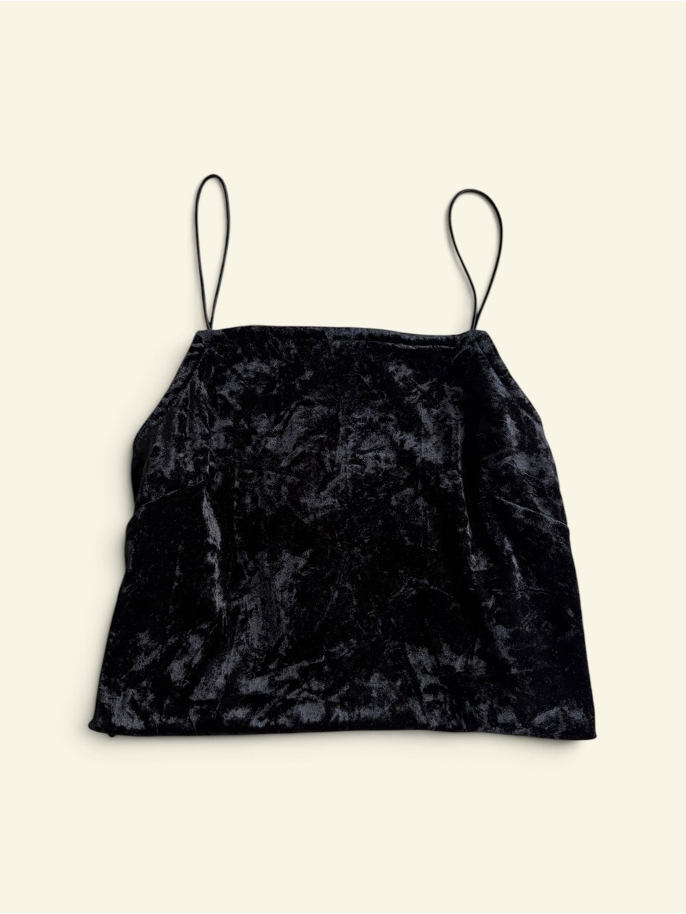 Wild Fable Black Crushed Velvet Cami Crop Top Spaghetti Strap Y2K Small